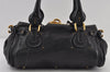 Authentic Chloe Vintage Paddington Leather Shoulder Hand Bag Black 0596J