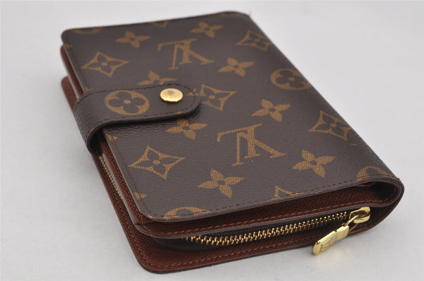 Authentic Louis Vuitton Monogram Porte Papier Zip Bifold Wallet M61207 LV 0598K