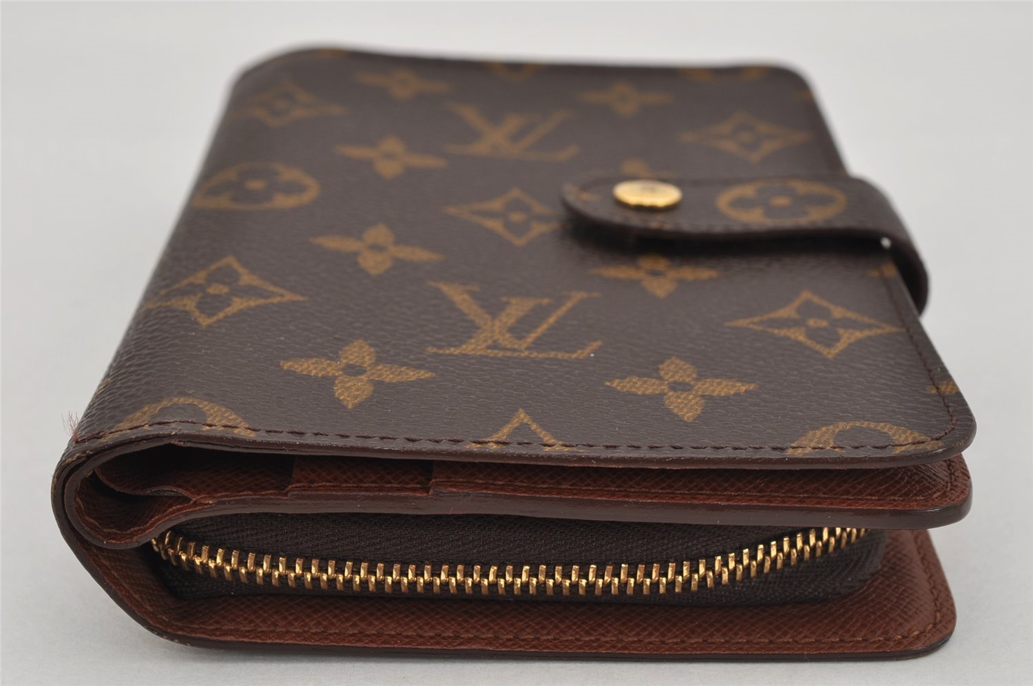 Authentic Louis Vuitton Monogram Porte Papier Zip Bifold Wallet M61207 LV 0598K