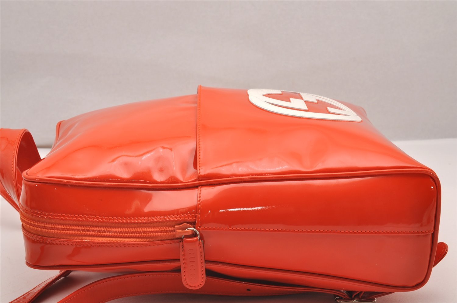 Authentic GUCCI Vintage Backpack GG Enamel Orange Junk 0599J