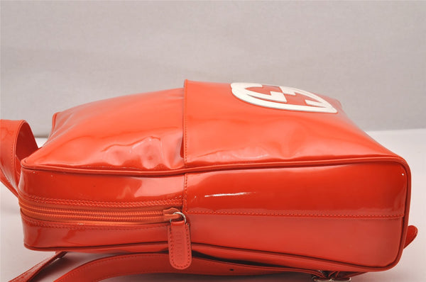 Authentic GUCCI Vintage Backpack GG Enamel Orange Junk 0599J