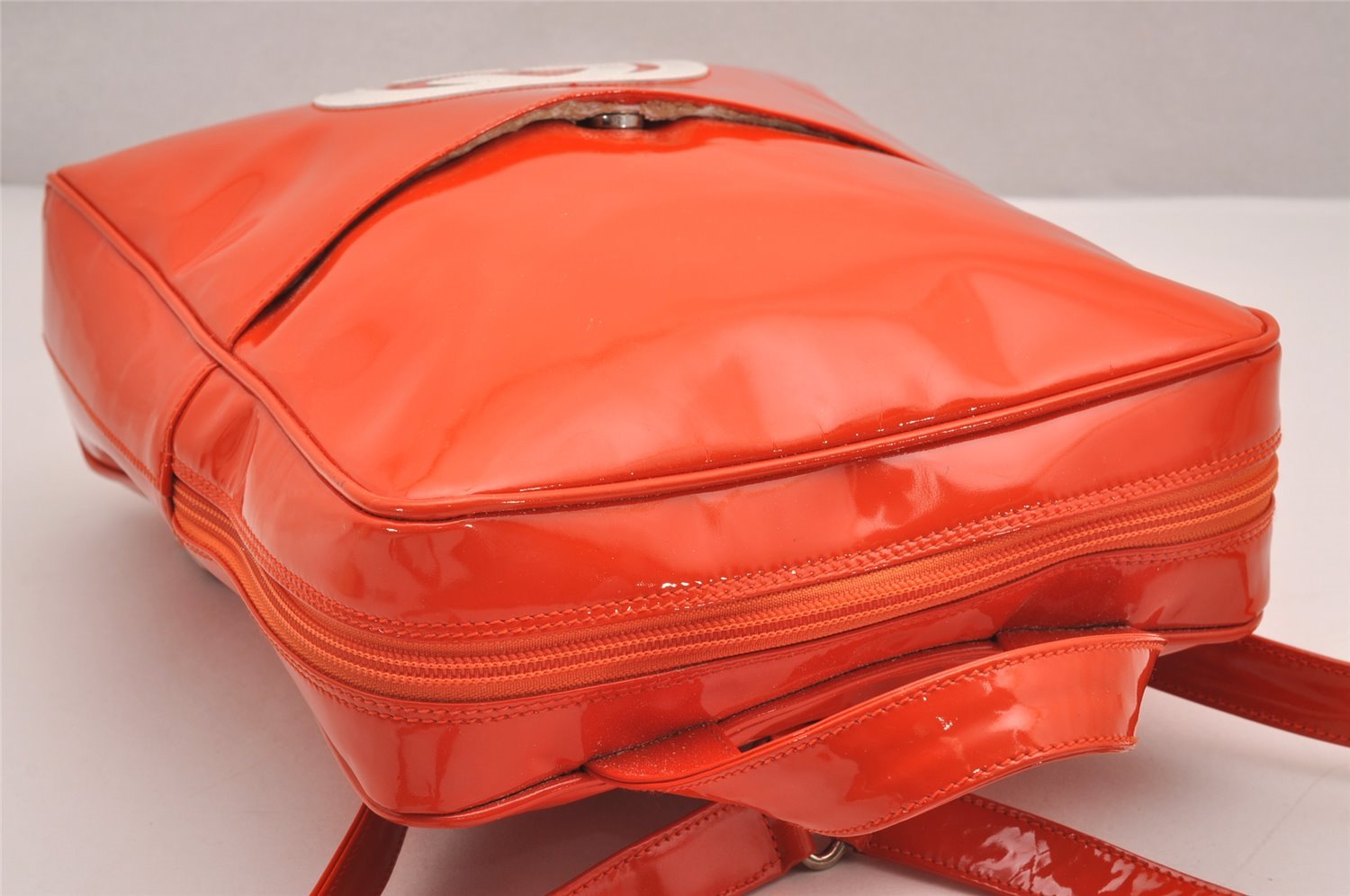 Authentic GUCCI Vintage Backpack GG Enamel Orange Junk 0599J