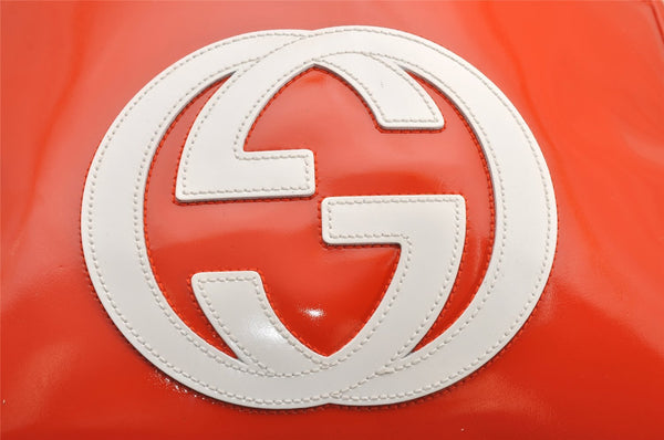 Authentic GUCCI Vintage Backpack GG Enamel Orange Junk 0599J