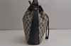 Authentic GUCCI Sherry Line Drawstring Bag GG PVC Leather Navy Junk 0599K