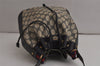 Authentic GUCCI Sherry Line Drawstring Bag GG PVC Leather Navy Junk 0599K