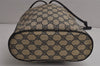 Authentic GUCCI Sherry Line Drawstring Bag GG PVC Leather Navy Junk 0599K