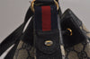 Authentic GUCCI Sherry Line Drawstring Bag GG PVC Leather Navy Junk 0599K