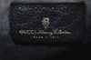 Authentic GUCCI Sherry Line Drawstring Bag GG PVC Leather Navy Junk 0599K