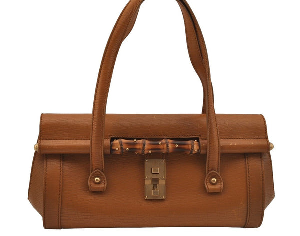 Authentic GUCCI Bamboo Shoulder Hand Bag Leather 114993 Brown 0601J