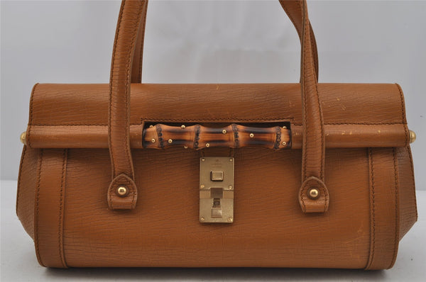 Authentic GUCCI Bamboo Shoulder Hand Bag Leather 114993 Brown 0601J