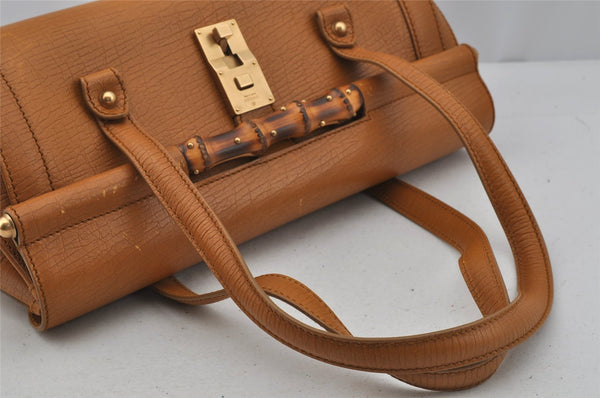 Authentic GUCCI Bamboo Shoulder Hand Bag Leather 114993 Brown 0601J