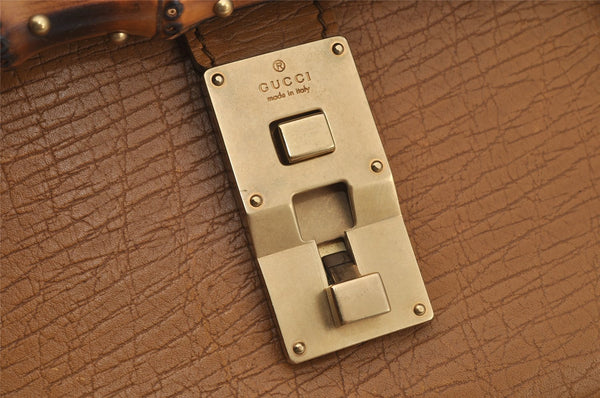 Authentic GUCCI Bamboo Shoulder Hand Bag Leather 114993 Brown 0601J