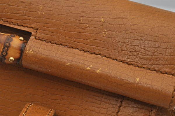 Authentic GUCCI Bamboo Shoulder Hand Bag Leather 114993 Brown 0601J