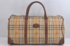 Authentic Burberrys Nova Check PVC Leather 2Way Travel Boston Bag Beige 0602J