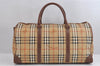 Authentic Burberrys Nova Check PVC Leather 2Way Travel Boston Bag Beige 0602J