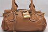 Authentic Chloe Vintage Paddington Leather Shoulder Hand Bag Brown 0603J