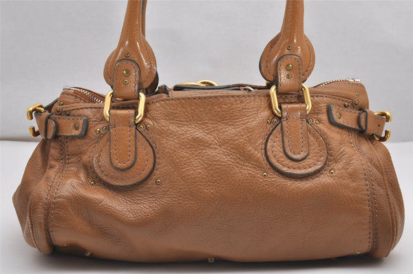 Authentic Chloe Vintage Paddington Leather Shoulder Hand Bag Brown 0603J