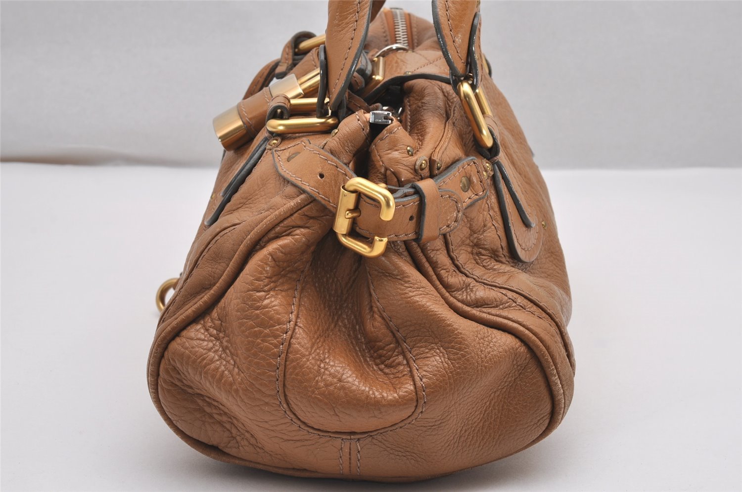 Authentic Chloe Vintage Paddington Leather Shoulder Hand Bag Brown 0603J