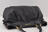 Authentic MIU MIU Vintage Leather Shoulder Hand Tote Bag Black 0604J