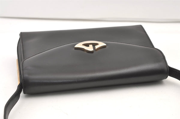 Authentic GUCCI Vintage Shoulder Hand Bag Purse Leather Black 0604K