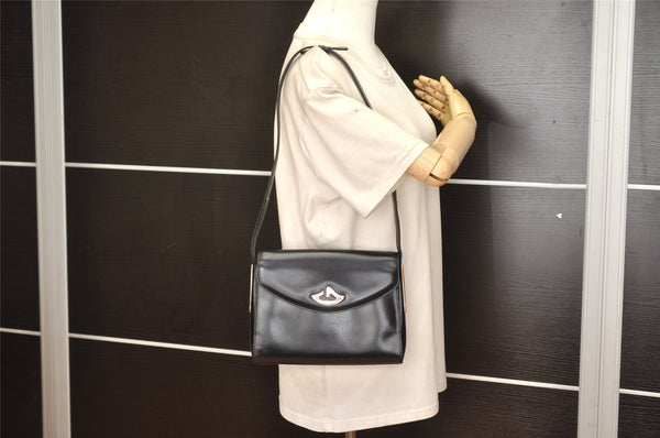 Authentic GUCCI Vintage Shoulder Hand Bag Purse Leather Black 0604K