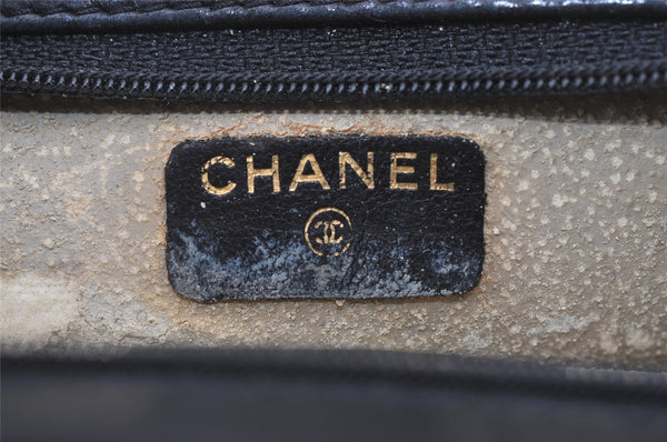 Authentic CHANEL Vintage Calf Skin Bicolore Pouch Purse Black Junk 0605K