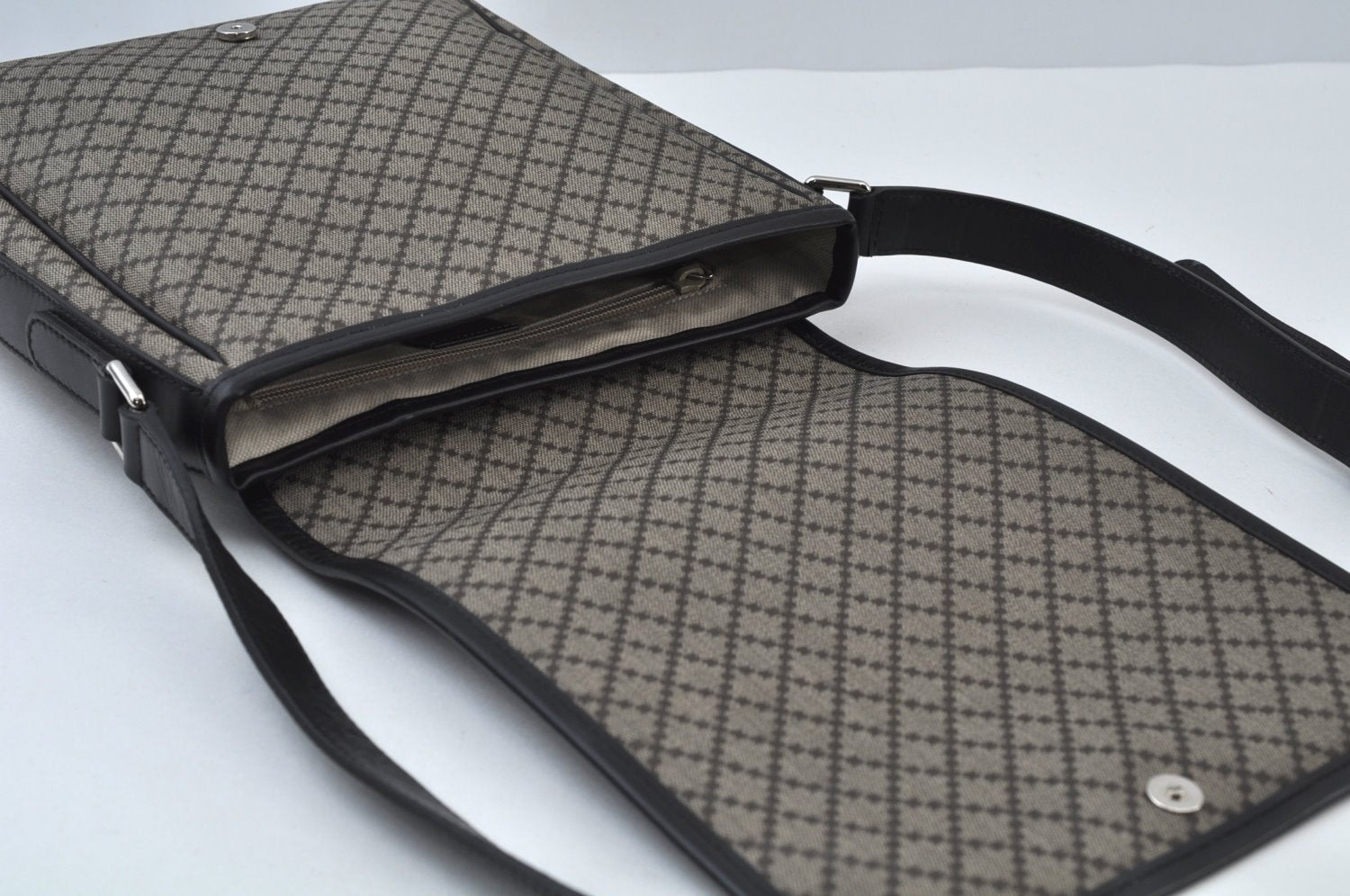 Authentic GUCCI Diamante Shoulder Cross Body Bag PVC Leather 295679 Brown 0607I