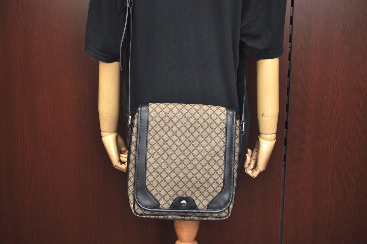 Authentic GUCCI Diamante Shoulder Cross Body Bag PVC Leather 295679 Brown 0607I