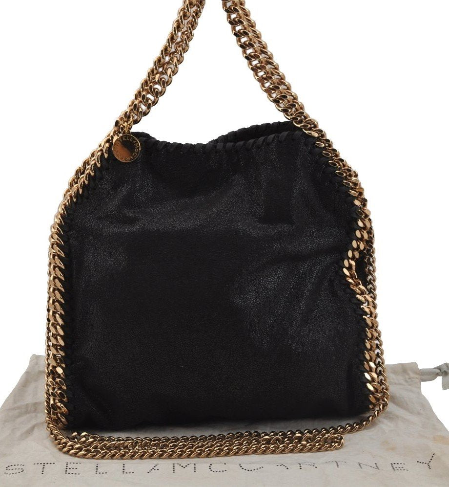 Authentic Stella McCartney Falabella Mini Shoulder Hand Bag Leather Black 0607J