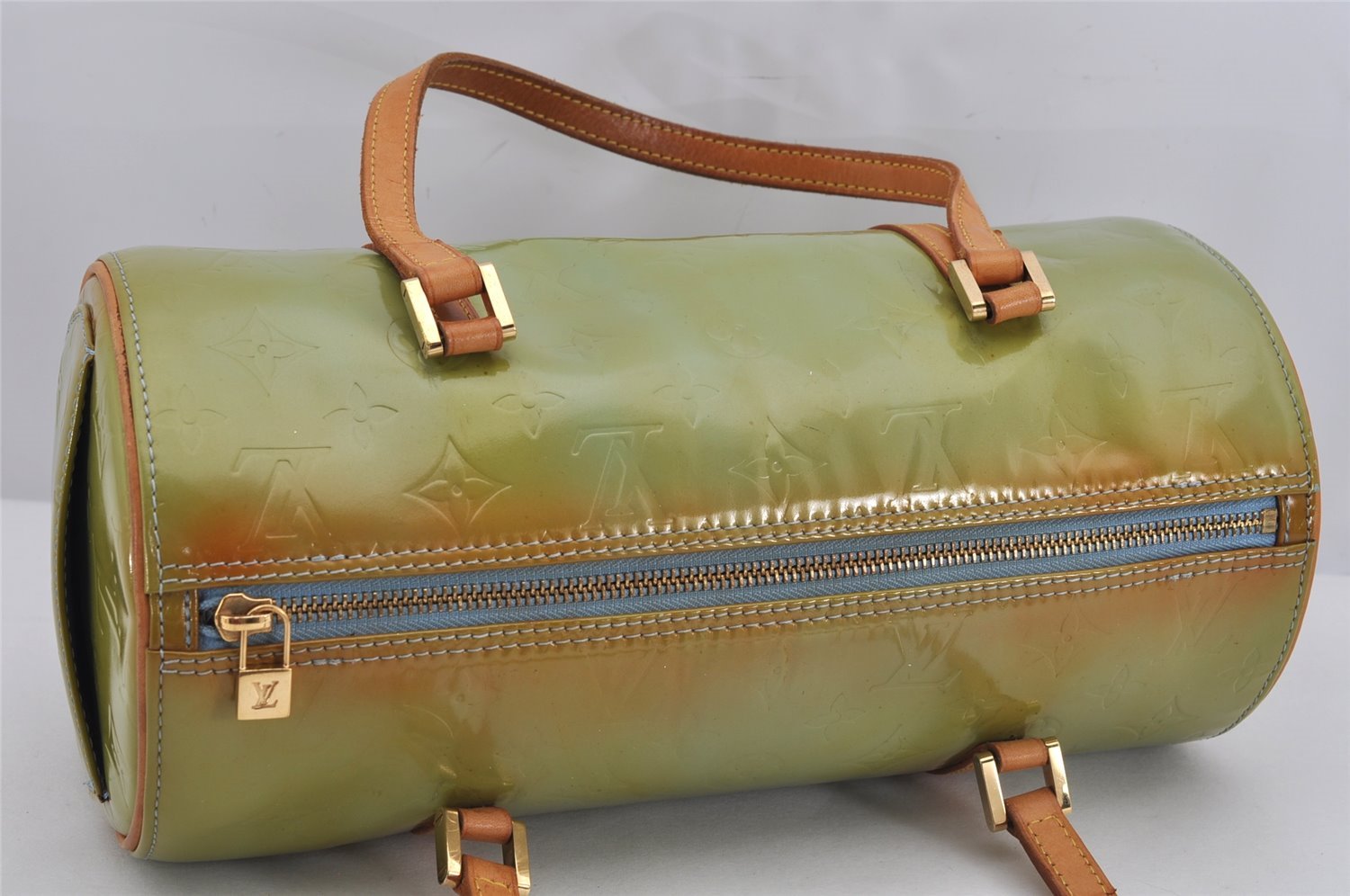 Authentic Louis Vuitton Vernis Bedford Hand Bag Light Green M91007 LV 0607K