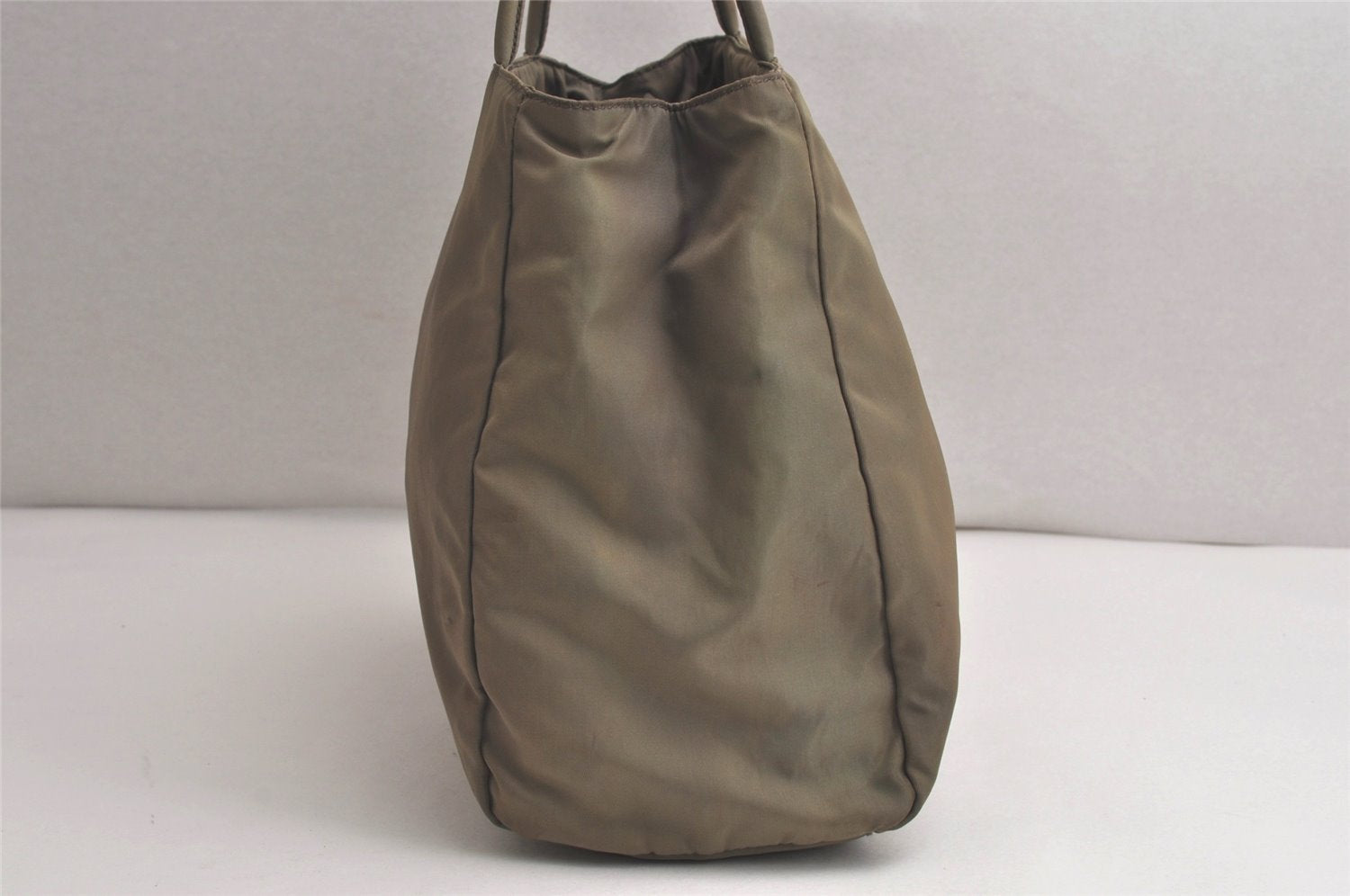 Authentic PRADA Vintage Nylon Tessuto Shoulder Hand Bag Purse Khaki 0608K