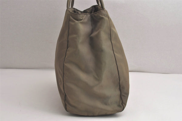 Authentic PRADA Vintage Nylon Tessuto Shoulder Hand Bag Purse Khaki 0608K