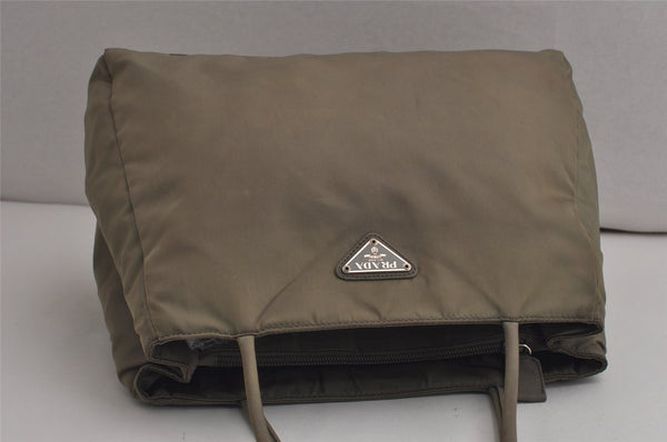 Authentic PRADA Vintage Nylon Tessuto Shoulder Hand Bag Purse Khaki 0608K