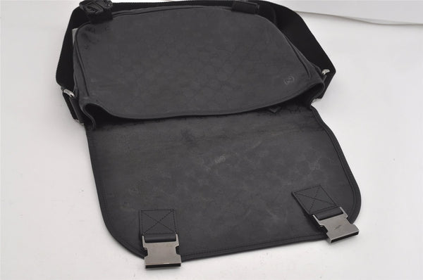 Authentic GUCCI Impreme Shoulder Crossbody Bag GG PVC Leather 201732 Black 0609I