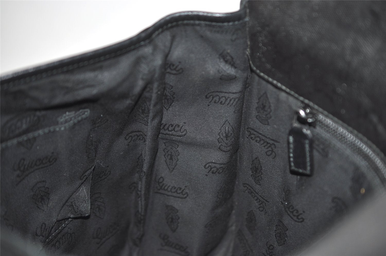 Authentic GUCCI Impreme Shoulder Crossbody Bag GG PVC Leather 201732 Black 0609I