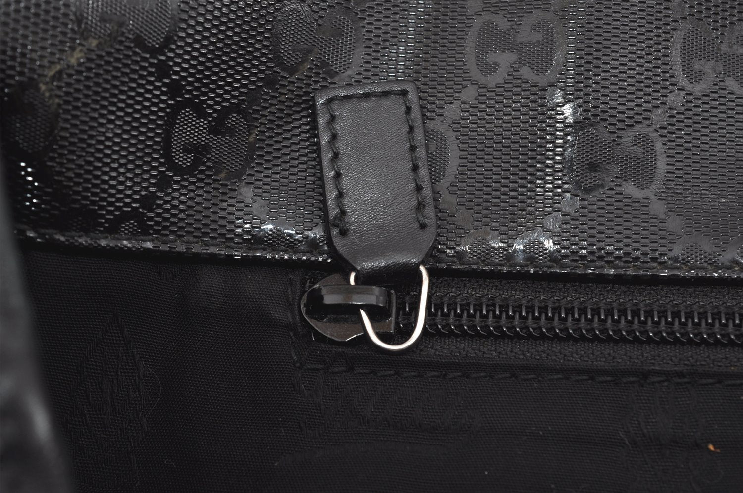 Authentic GUCCI Impreme Shoulder Crossbody Bag GG PVC Leather 201732 Black 0609I