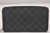 Authentic Louis Vuitton Damier Graphite Zippy Organizer Wallet N63077 LV 0609J