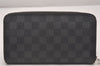 Authentic Louis Vuitton Damier Graphite Zippy Organizer Wallet N63077 LV 0609J