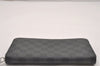 Authentic Louis Vuitton Damier Graphite Zippy Organizer Wallet N63077 LV 0609J