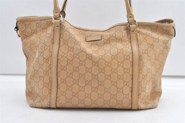 Authentic GUCCI Guccissima Shoulder Tote Bag GG Leather 197953 Beige 0611K
