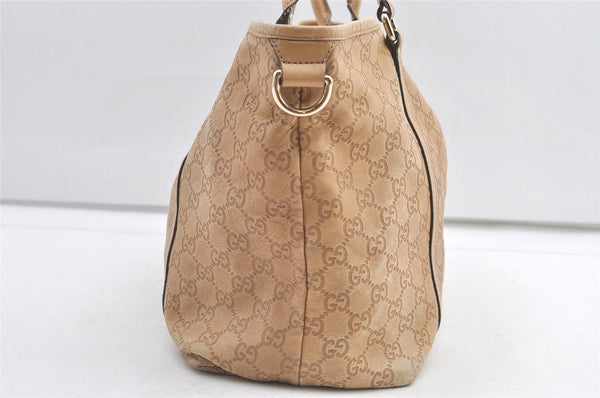 Authentic GUCCI Guccissima Shoulder Tote Bag GG Leather 197953 Beige 0611K