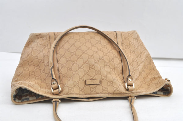 Authentic GUCCI Guccissima Shoulder Tote Bag GG Leather 197953 Beige 0611K
