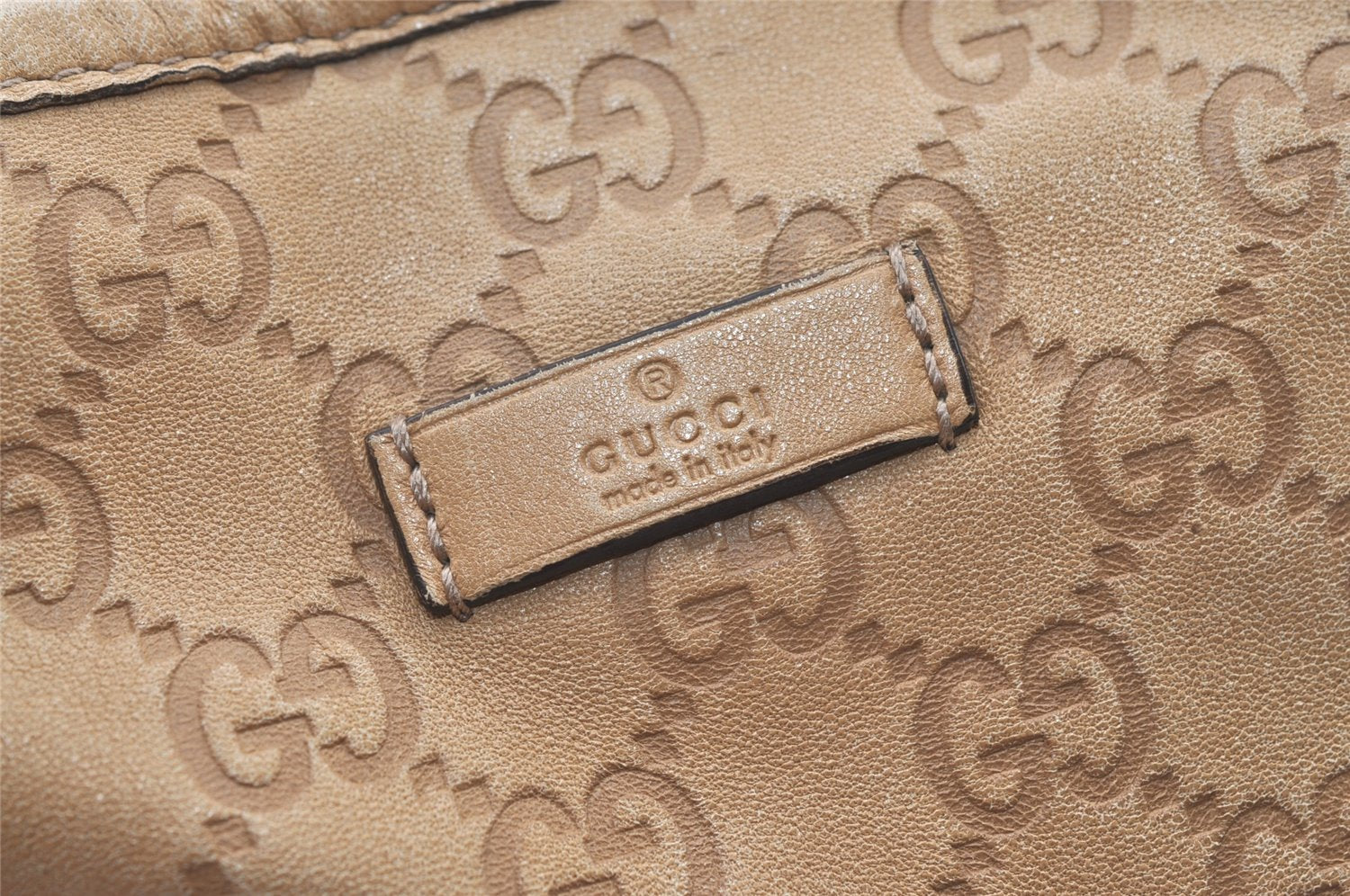 Authentic GUCCI Guccissima Shoulder Tote Bag GG Leather 197953 Beige 0611K