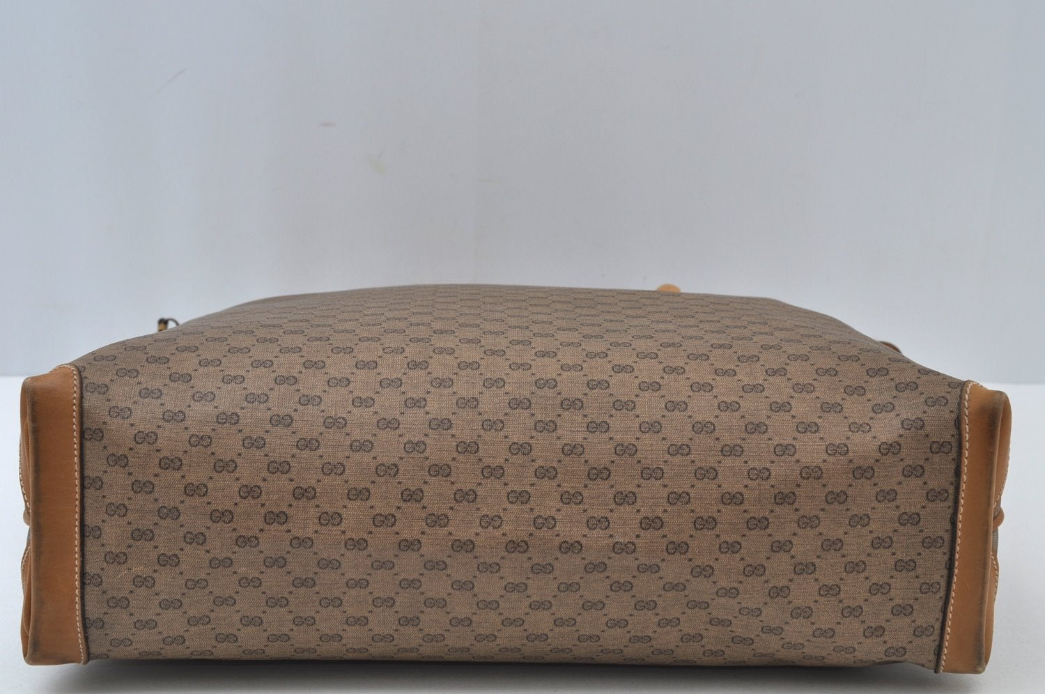 Authentic GUCCI Micro GG Vintage PVC Leather Tote Hand Bag Brown 0612I