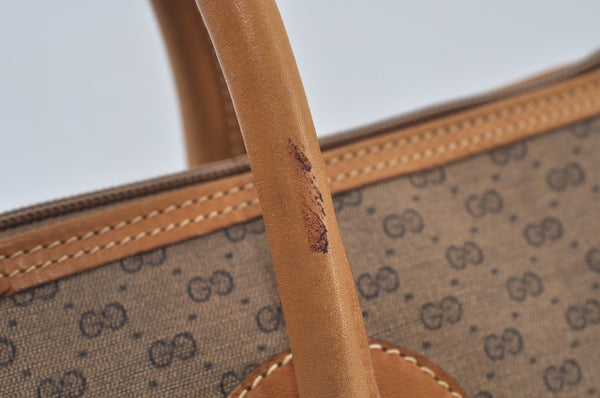 Authentic GUCCI Micro GG Vintage PVC Leather Tote Hand Bag Brown 0612I