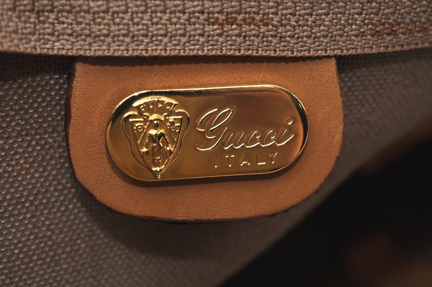 Authentic GUCCI Micro GG Vintage PVC Leather Tote Hand Bag Brown 0612I