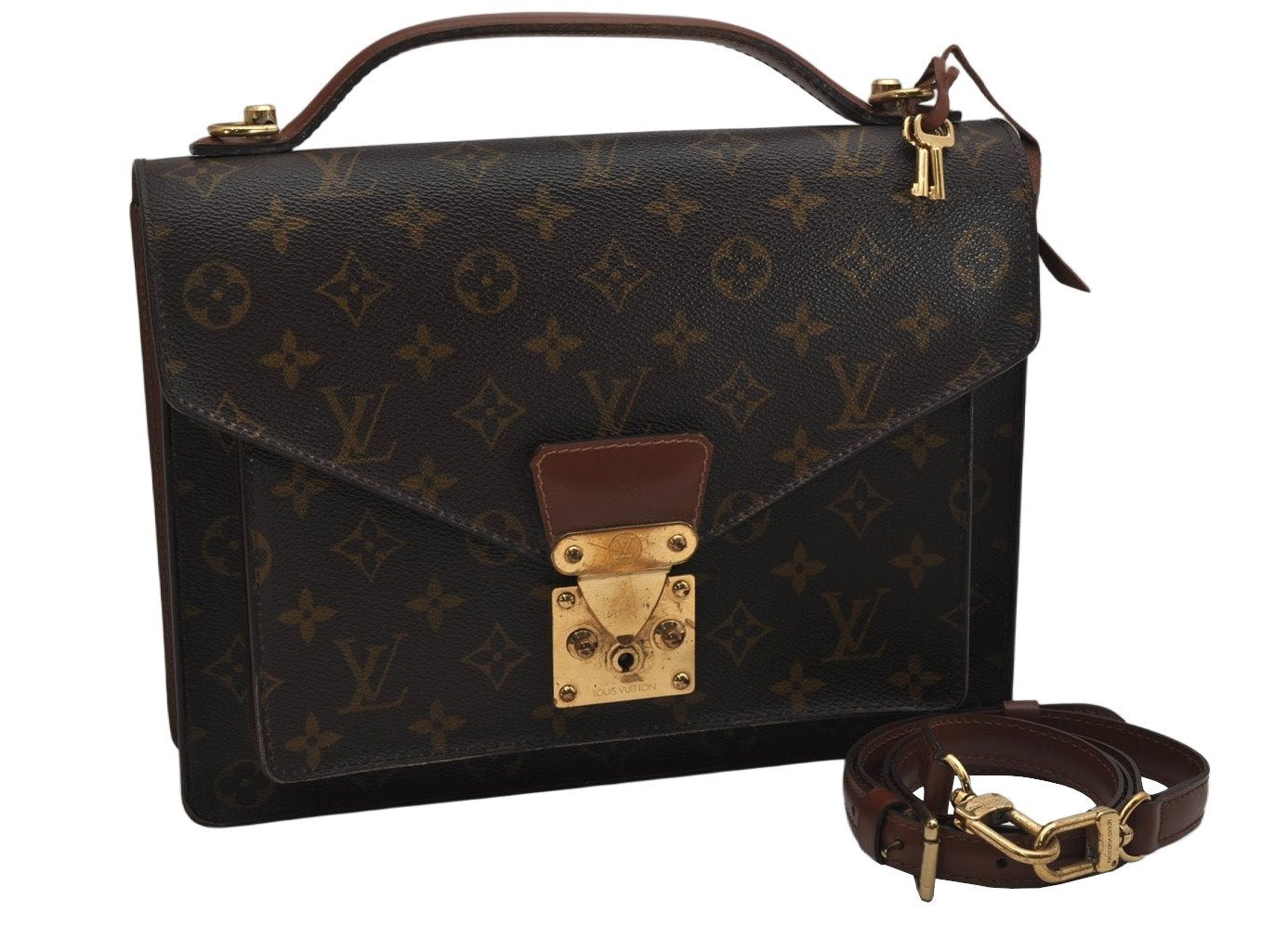 Authentic Louis Vuitton Monogram Monceau 2Way Shoulder Hand Bag M51185 LV 0615K