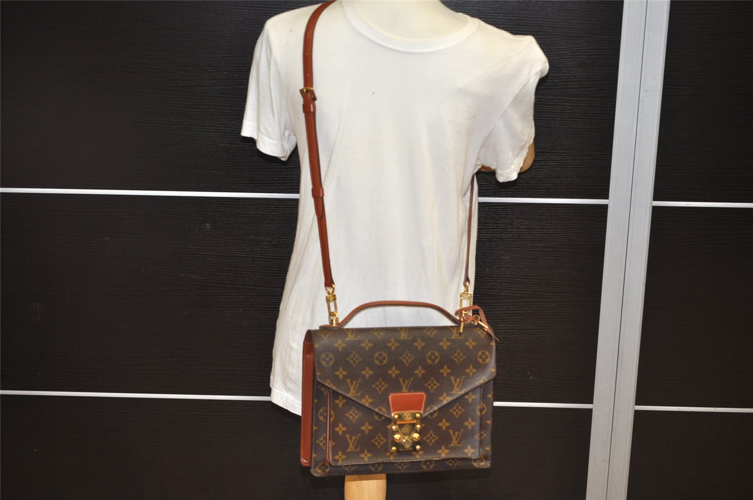 Authentic Louis Vuitton Monogram Monceau 2Way Shoulder Hand Bag M51185 LV 0615K