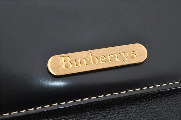 Authentic Burberrys Vintage Leather Shoulder Hand Bag Black 0617K