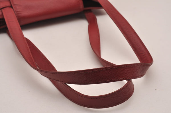 Authentic ETRO Vintage Shoulder Tote Bag Purse Leather Bordeaux Red 0618J